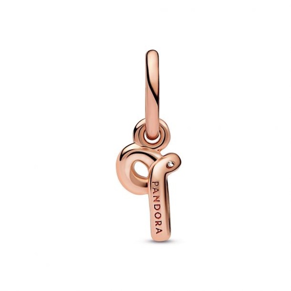 Pandora Letter “P” Script Alphabet Dangle Charm Rose Gold Plated - Picture 2 of 3